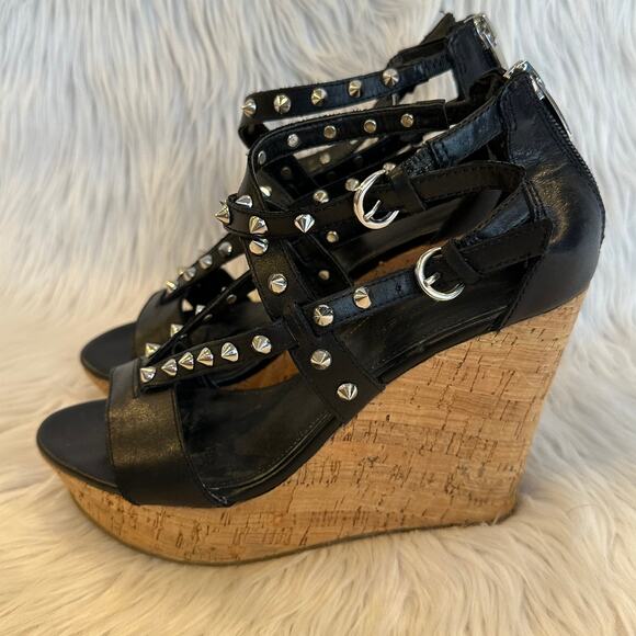 Marc Fisher Lorda Spike Leather Wedge Sandal - Picture 4 of 10